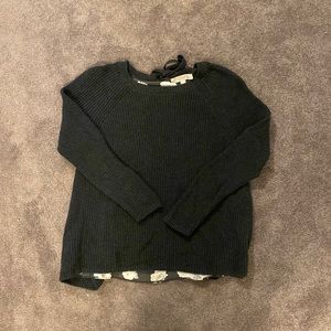 Loft mixed media sweater gray